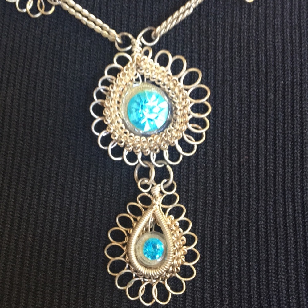 Necklace Blue Stone Handmade Vintage‎ - Picture 3 of 5